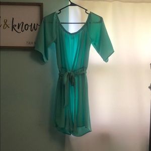 Teal off the shoulder romper. Size medium